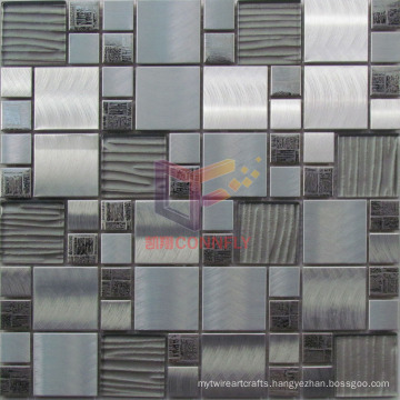 Grind Face Stainless Steel Mix Line Pattern Glass Mosaic (CFM900)